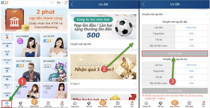 Ưu đãi nạp tiền Kubet